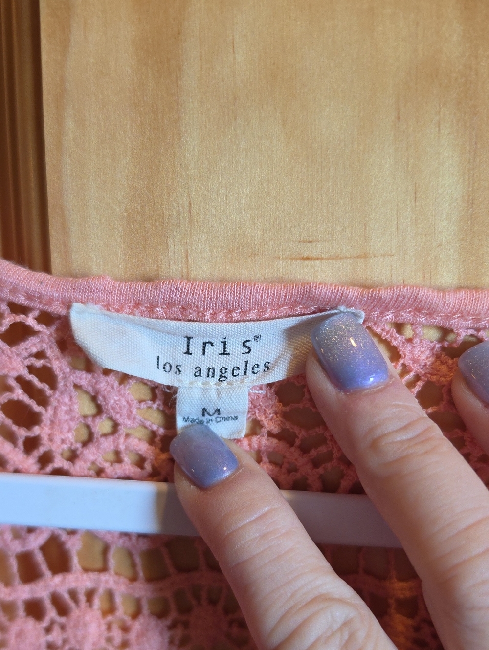 iris Los Angeles Coral Pink Crochet Tank